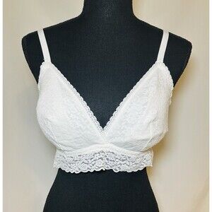 H&M White Lace Bralette Removable Pads‎ Adjustable Straps Women's LARGE
